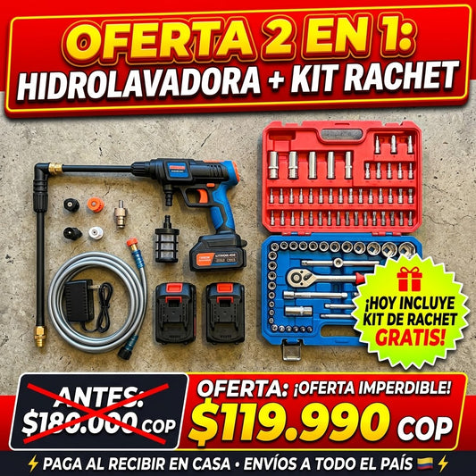 Hidrolavadora 48v + Juego de Ratchet 49 piezas + Obsequio