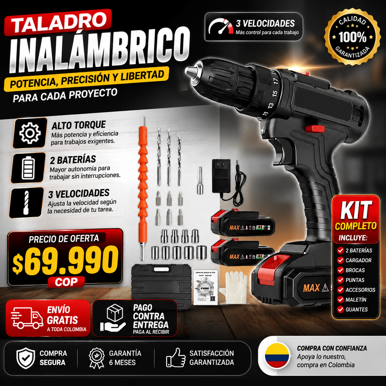 TALADRO + SET HERRAMIENTAS HE029