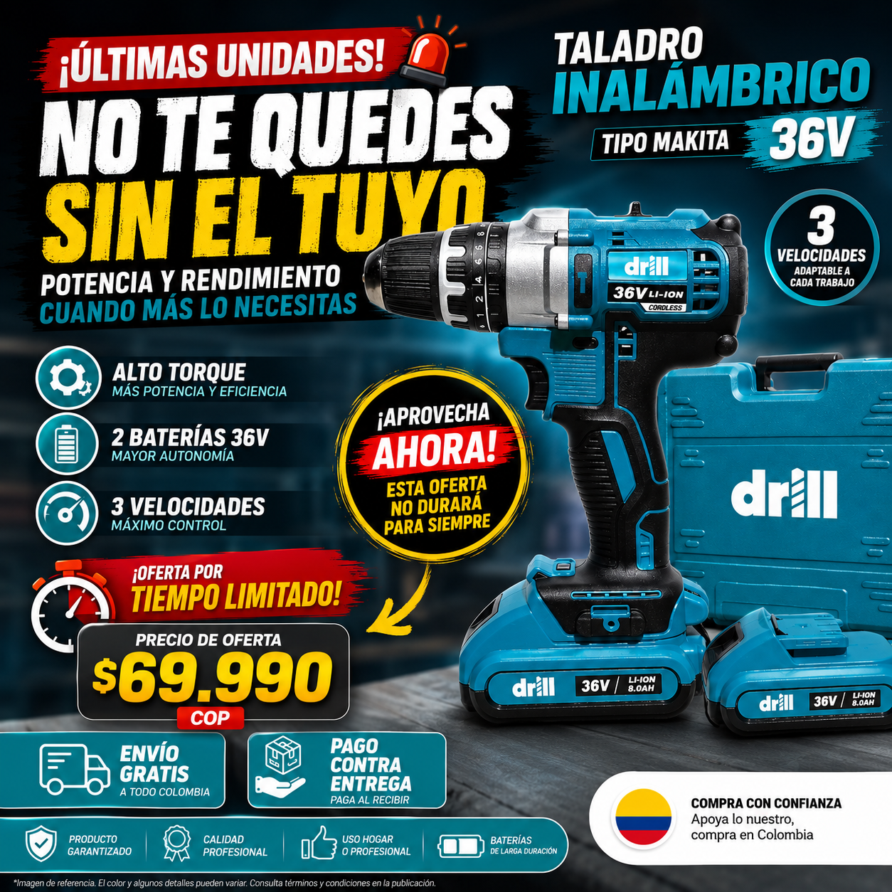TALADRO + SET HERRAMIENTAS HE029