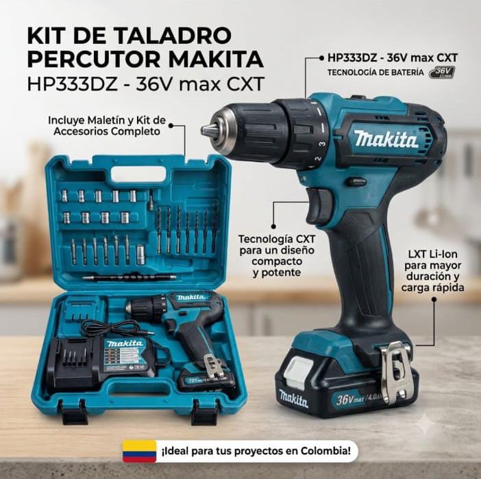 TALADRO PERCUTOR MAKITA 36V + ACCESORIOS