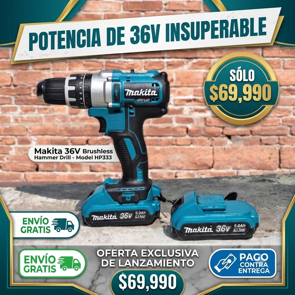 TALADRO PERCUTOR MAKITA 36V + ACCESORIOS